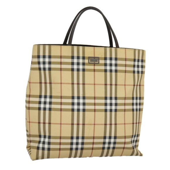 BURBERRY Nova Check Tote Bag PVC Beige Auth 97067 - Picture 1 of 16